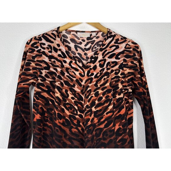 Belle By Kim‎ Gravel Animal Print Knit Top Size XXS Long Sleeve NEW - Picture 2 of 11